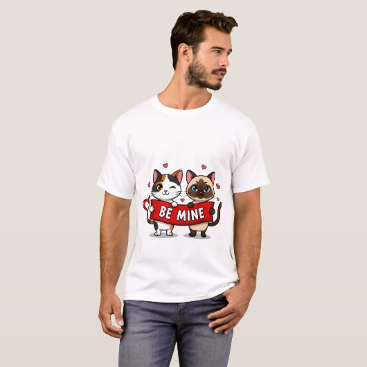 BE MINE Valentine's Cats | Cute Kittens with Love T-shirt (Voorkant volledig)
