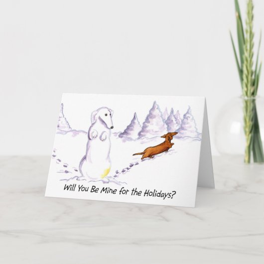 Be Mine Weiner Dog Christmas Kaart (Voorkant)