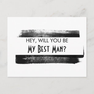 Be My Best Man Zwart Waterverf Paint Streaks Uitnodiging Briefkaart