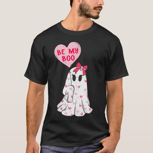 Be My Boo Schattigee Valentijnse Ghost Pink Valent T-shirt (Voorkant)