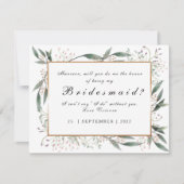 Be My Bridesmaid elegant groen blad goud Kaart (Voorkant)