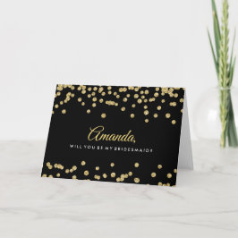 Be My Bridesmaid Gold Faux Glitter Confetti Zwart