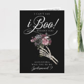 Be My Bridesmaid? Gothic Skeleton Floral Bouquet Kaart (Voorkant)