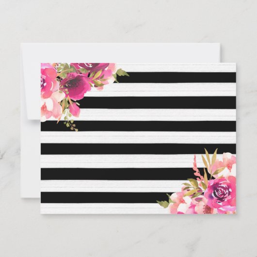 Be My Bridesmaid Hot Pink Bloemen en Zwart Kaart (Achterkant)