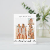 Be My Bridesmaid Photo Collage Hartkalligrafie Briefkaart (Staand voorkant)