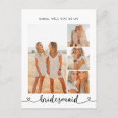 Be My Bridesmaid Photo Collage Hartkalligrafie Briefkaart (Voorkant)