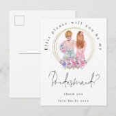 Be My Bridesmaid Request Fair Haired Girls Uitnodiging Briefkaart (Voorkant / Achterkant)