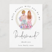Be My Bridesmaid Request Fair Haired Girls Uitnodiging Briefkaart (Voorkant)