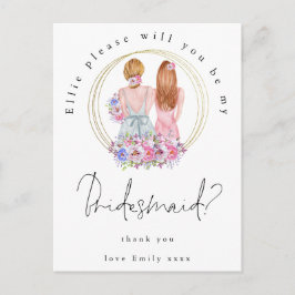 Be My Bridesmaid Request Fair Haired Girls Uitnodiging Briefkaart