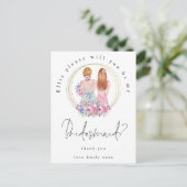 Be My Bridesmaid Request Fair Haired Girls Uitnodiging Briefkaart (Staand voorkant)