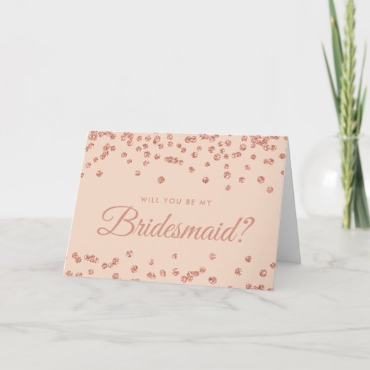 Be My Bridesmaid Roos Gold Glitter Confetti Blush (Voorkant)