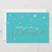 BE MY BRIDESMAID Turquoise Silver Glitter Kaart (Voorkant)
