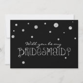BE MY BRIDESMAID Zwart Zilver Glitter Moderne Kaar Kaart (Voorkant)