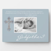 Be My Godfather Proposal Blue Memorial Photo Fotoplaat (voorkant)