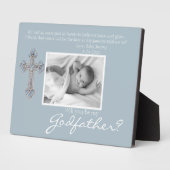 Be My Godfather Proposal Blue Memorial Photo Fotoplaat (Zijkant)
