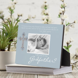 Be My Godfather Proposal Blue Memorial Photo Fotoplaat
