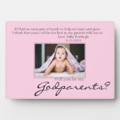 Be My Godparents Proposal Pink Memorial Photo Fotoplaat (voorkant)