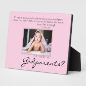 Be My Godparents Proposal Pink Memorial Photo Fotoplaat (Zijkant)