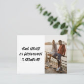 Be My Groomsman Brush Script Foto Briefkaart (Staand voorkant)
