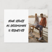 Be My Groomsman Brush Script Foto Briefkaart (Voorkant)