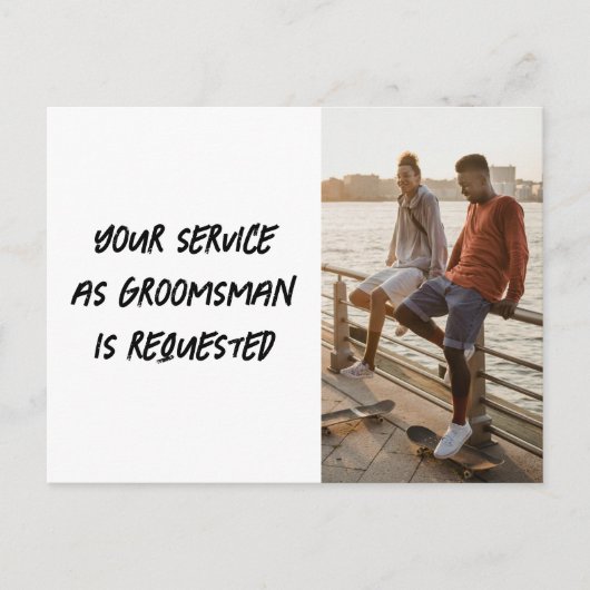 Be My Groomsman Brush Script Foto Briefkaart (Voorkant)