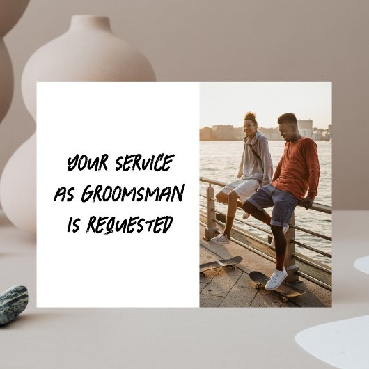 Be My Groomsman Brush Script Foto Briefkaart