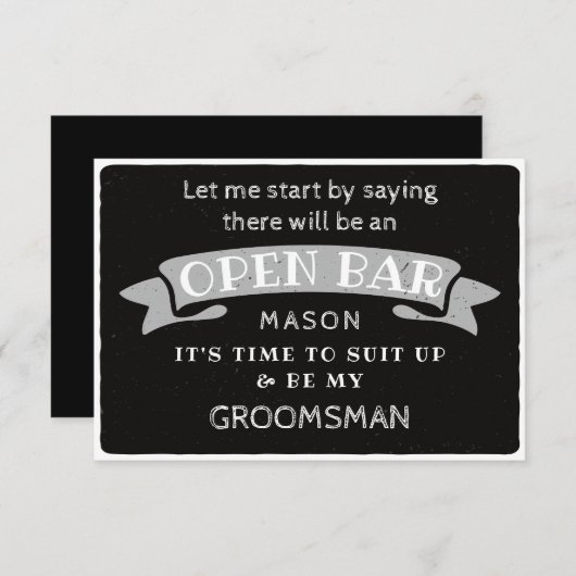 Be My Groomsman Kaart - Funny Open Bar (Voorkant / Achterkant)