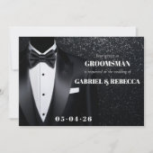 Be my groomsman verzoek beschrijving zwarte boog s kaart (Voorkant)