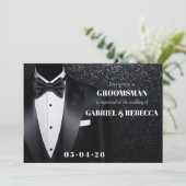 Be my groomsman verzoek beschrijving zwarte boog s kaart (Staand voorkant)