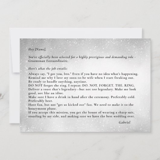 Be my groomsman verzoek beschrijving zwarte boog s kaart (Achterkant)