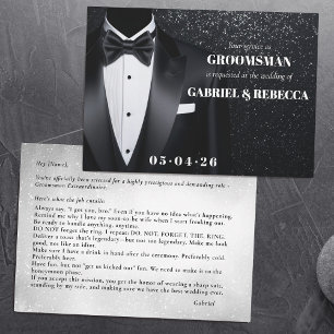 Be my groomsman verzoek beschrijving zwarte boog s kaart