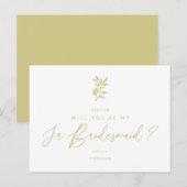 Be My Junior Bridesmaid Golden Effect Braches Briefkaart (Voorkant / Achterkant)