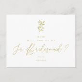Be My Junior Bridesmaid Golden Effect Braches Briefkaart (Voorkant)