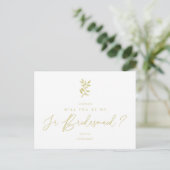 Be My Junior Bridesmaid Golden Effect Braches Briefkaart (Staand voorkant)