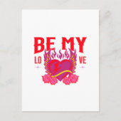 Be My Love Retro Heart Rose Biker Valentine   Briefkaart (Voorkant)