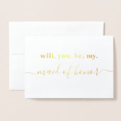 Be My Maid of Honor - Foto van binnen - Modern Gol Folie Kaarten (Voorkant met envelop)