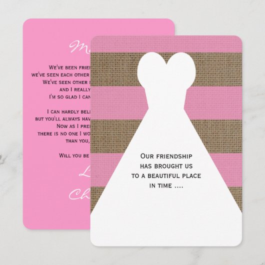 Be My Maid of Honor Gedicht op Roze Kaart (Voorkant / Achterkant)