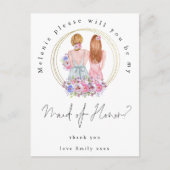 Be My Maid of Honor Request Fair Haired Girls Uitnodiging Briefkaart (Voorkant)