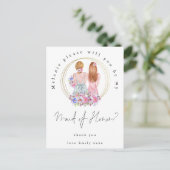Be My Maid of Honor Request Fair Haired Girls Uitnodiging Briefkaart (Staand voorkant)