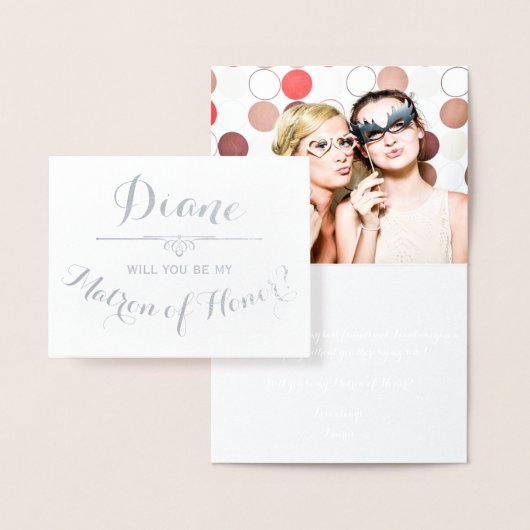 Be My Matron of Honor Cursive gepersonaliseerd Folie Kaarten (Display)