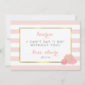 Be My Matron of Honor Kaart Pink Stripe Blush Peon (Achterkant)