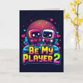 Be My Player 2 Greeting Card – Cute Gamer Love Kaart (Gele Bloem)