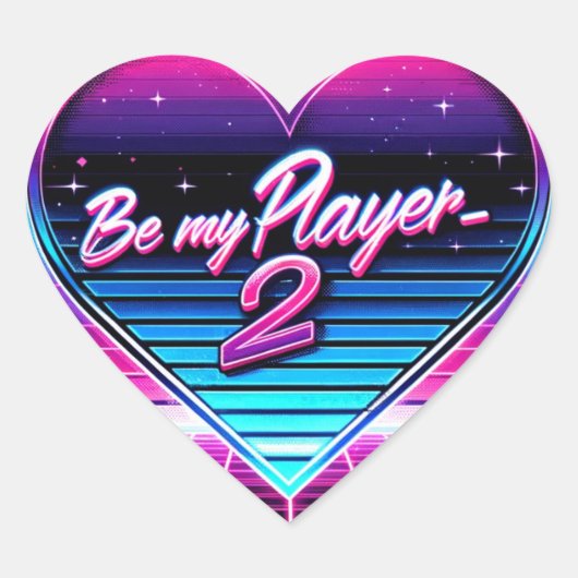 Be My Player 2 Retrowave Valentijnsdag Sticker (Voorkant)