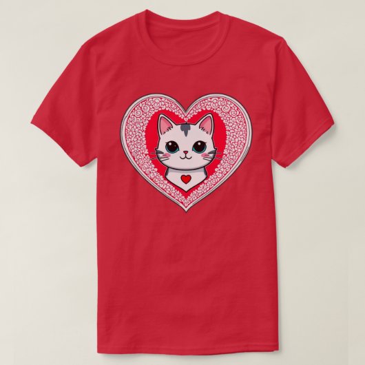 Be My Valentijn Cat Heart T-shirt (Design voorkant)