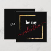Be My Valentijn Custom Black Typography Kaart (Voorkant / Achterkant)