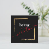 Be My Valentijn Custom Black Typography Kaart (Staand voorkant)