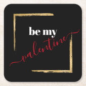 Be My Valentijn Custom Black Typography Kartonnen Onderzetters (Voorkant)