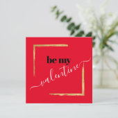 Be My Valentijn Custom Red Typography Kaart (Staand voorkant)