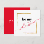 Be My Valentijn Custom White Typography Kaart (Voorkant / Achterkant)
