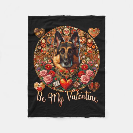 Be My Valentijn Dog Flower Red Heart Day - Nederla Fleece Deken (Voorkant)